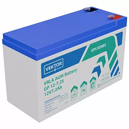 Купить Аккумуляторная батарея VEKTOR ENERGY GP 12-7.2S 12В 7.8Ач AGM F2 для ИБП в Челябинске
